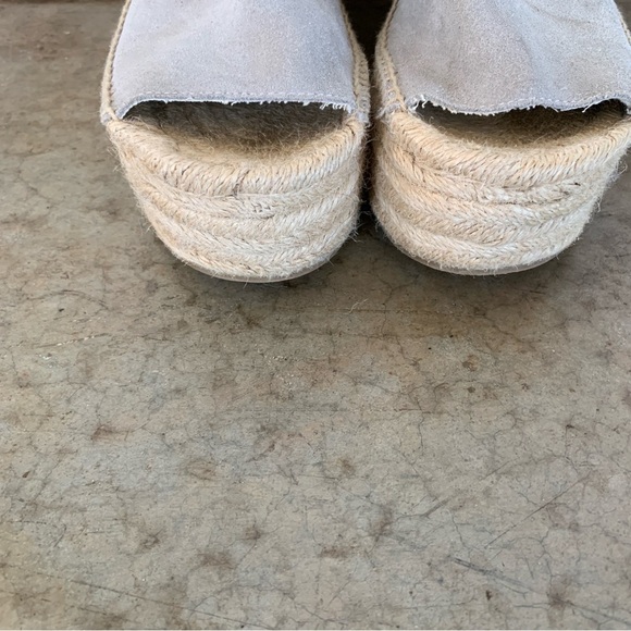 Soludos Gray Leather Espadrille Wedge Sandals Size 8 - Picture 3 of 10